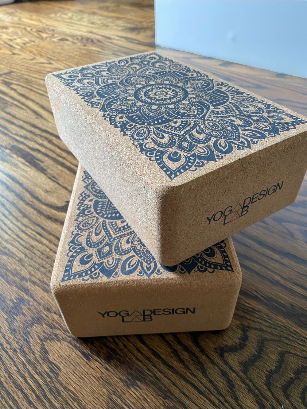 Design Lab Lord & Taylor Cork Yoga Blocks in Natural and Black Mandala